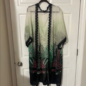 LuLaRoe Sheer Kimono with Black Lace Trim